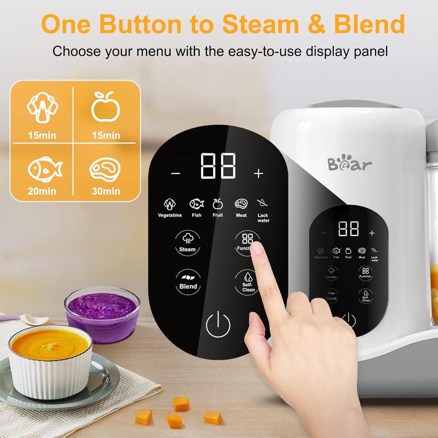 image:imageBEAR 2024 Baby Food Maker One Step Baby Food Processor Steamer Puree Blender Auto Cooking amp Grinding Baby Food Puree Maker with Self Cleans Touch Screen Control White