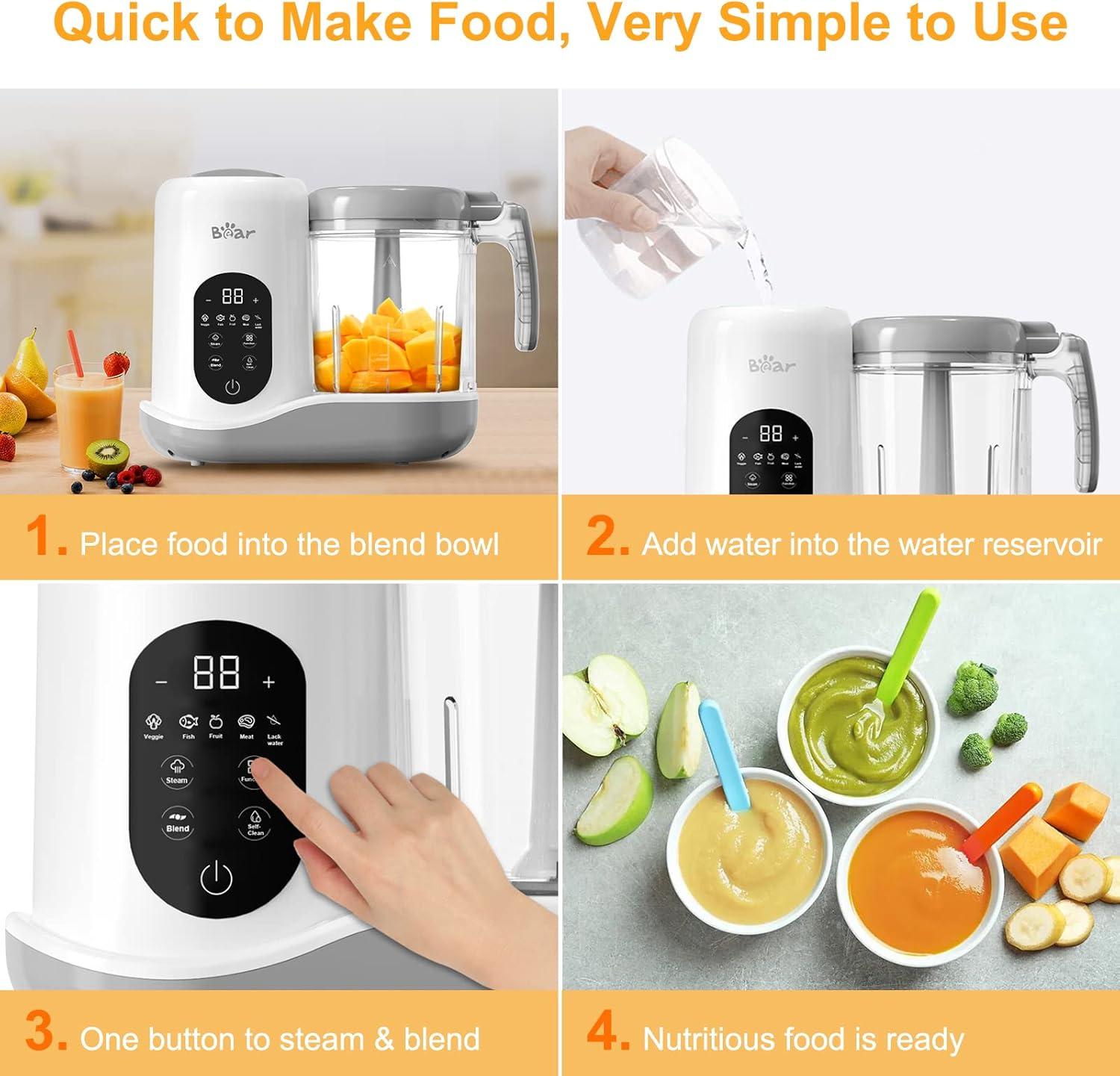 image:imageBEAR 2024 Baby Food Maker One Step Baby Food Processor Steamer Puree Blender Auto Cooking amp Grinding Baby Food Puree Maker with Self Cleans Touch Screen Control White