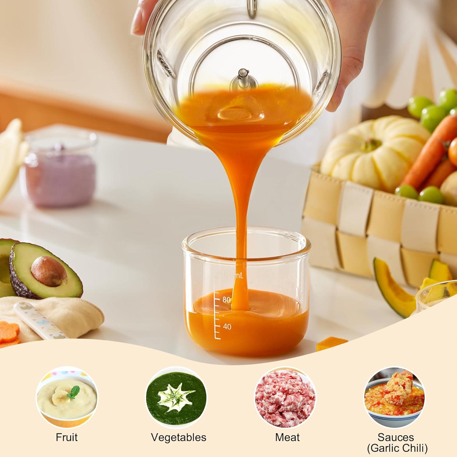 image:imageBear Baby Food Maker Baby Food Processor Set with Baby Food Containers Silicone Spoons Baby Food Puree Blender for Fruit Vegetable Meat Make Fresh and Nutritious Meals for Your Little One1
