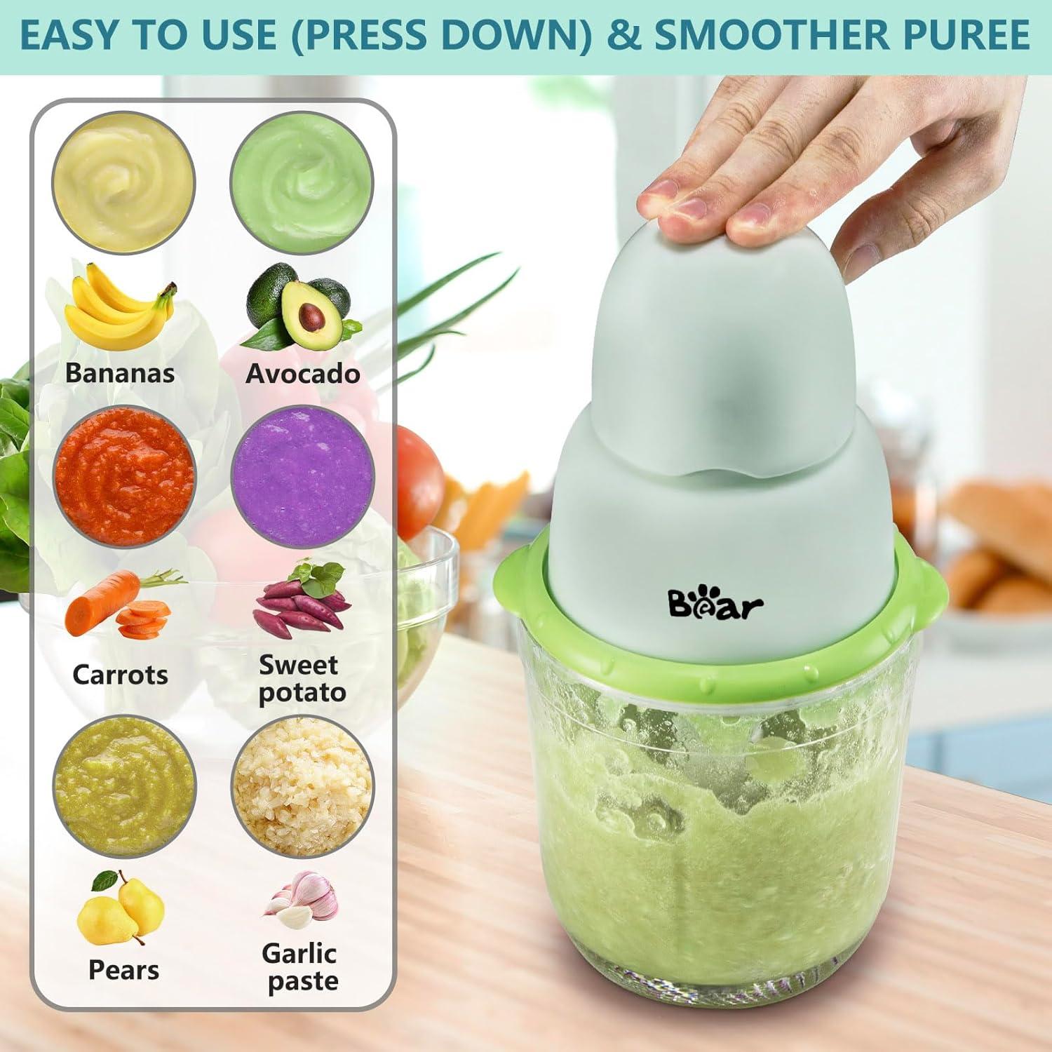 image:imageBear Baby Food Maker Baby Food Processor Set with Baby Food Containers Silicone Spoons Baby Food Puree Blender for Fruit Vegetable Meat Make Fresh and Nutritious Meals for Your Little One1