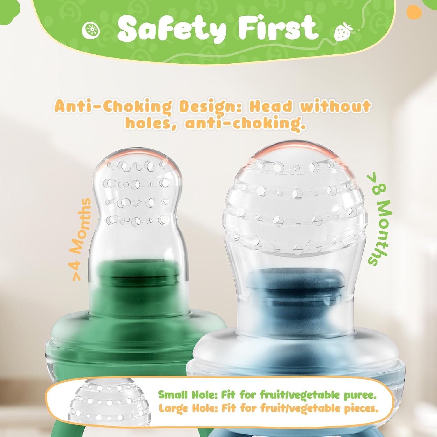image:imageBear Baby Fruit Food Feeder amp Mini Freezer Nibble Tray Combo 2 Pack Breastmilk Popsicle Molds for Baby Teething Relief BPA Free Silicone Feeder for Safe Infant Self Feeding Dishwasher Safe Greengreen and blue