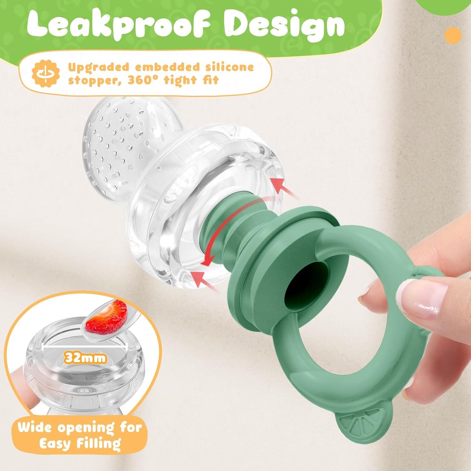 image:imageBear Baby Fruit Food Feeder amp Mini Freezer Nibble Tray Combo 2 Pack Breastmilk Popsicle Molds for Baby Teething Relief BPA Free Silicone Feeder for Safe Infant Self Feeding Dishwasher Safe Greengreen and blue