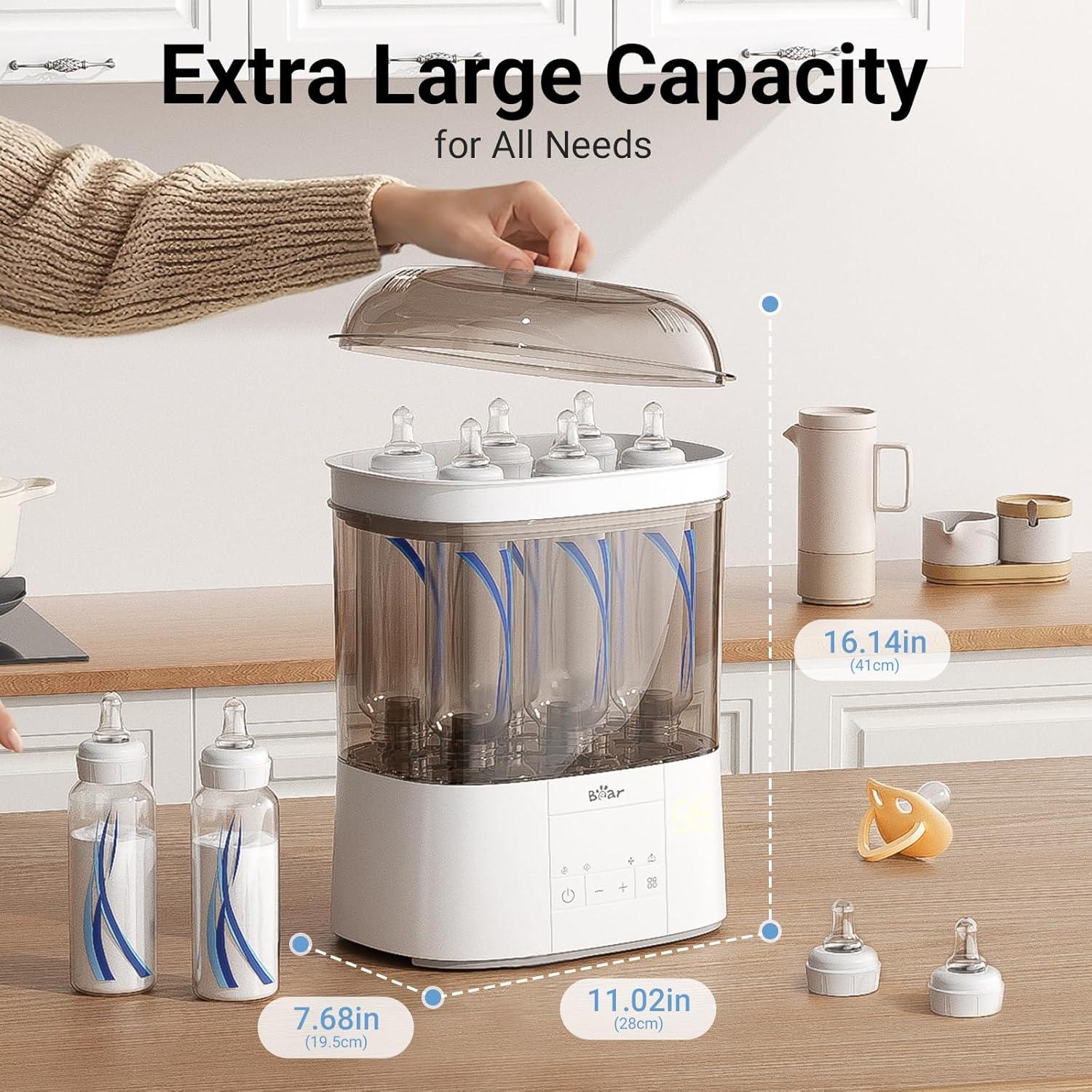 image:imageBear Bottle Sterilizer and Dryer 2 Layers Large Electric Steam Baby Bottle Sterilizer Fast Bottle Sanitizer and Dryer for All Bottles amp Accessories TimeSaving Design