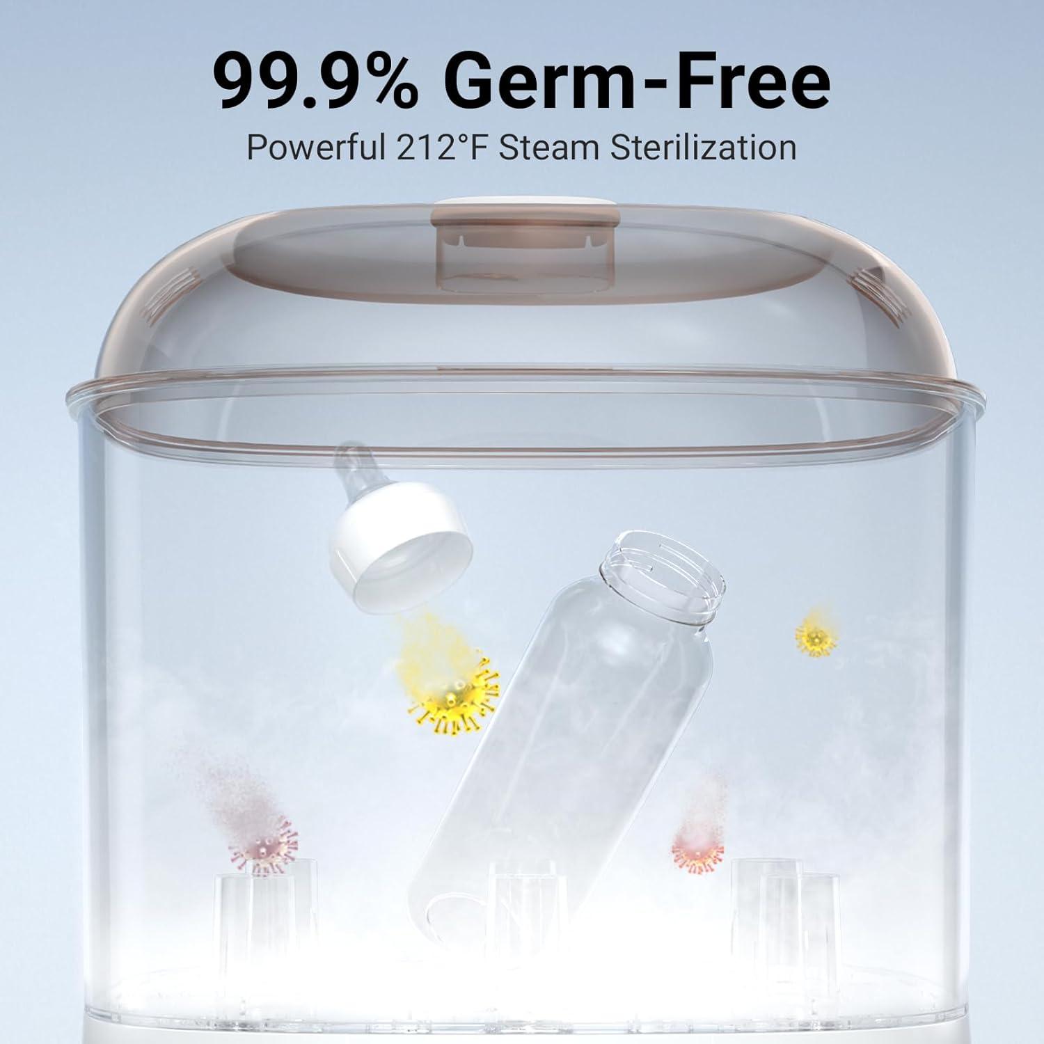 image:imageBear Bottle Sterilizer and Dryer 2 Layers Large Electric Steam Baby Bottle Sterilizer Fast Bottle Sanitizer and Dryer for All Bottles amp Accessories TimeSaving Design