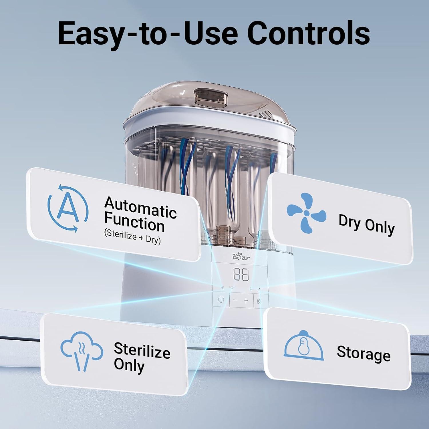 image:imageBear Bottle Sterilizer and Dryer 2 Layers Large Electric Steam Baby Bottle Sterilizer Fast Bottle Sanitizer and Dryer for All Bottles amp Accessories TimeSaving Design