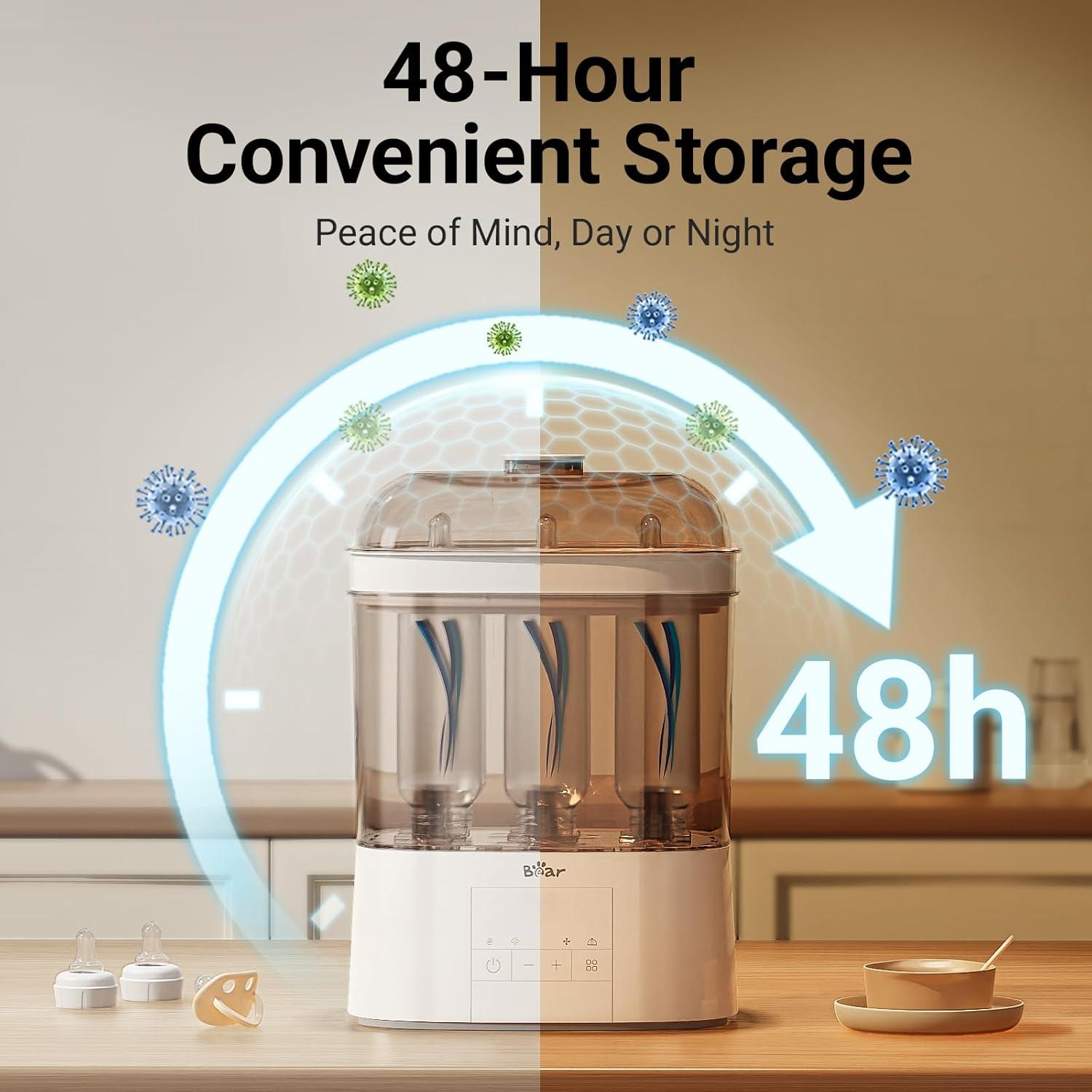 image:imageBear Bottle Sterilizer and Dryer 2 Layers Large Electric Steam Baby Bottle Sterilizer Fast Bottle Sanitizer and Dryer for All Bottles amp Accessories TimeSaving Design