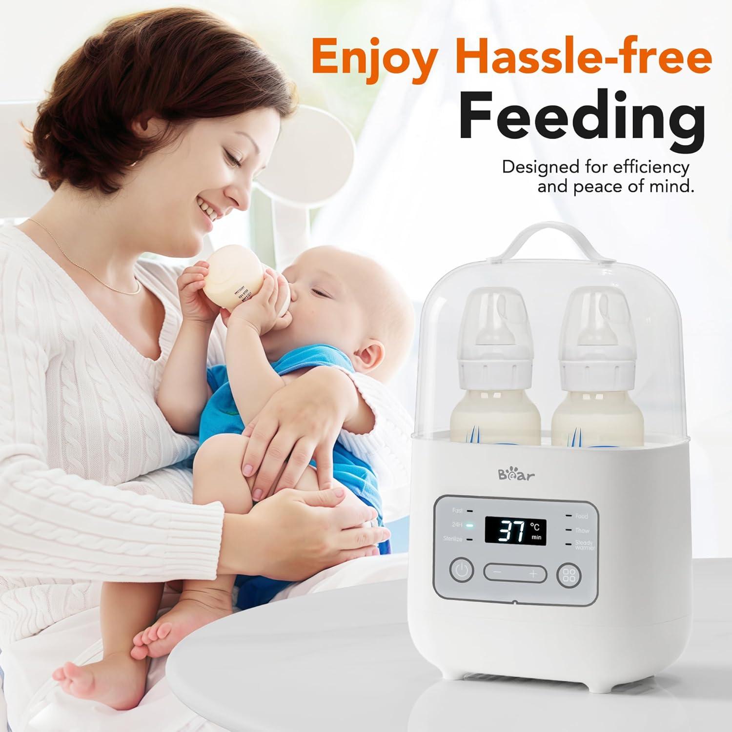 image:imageBear Bottle Warmer Baby Double Bottles Heater Breastmilk Food Warmer for New Born Twins with Temp Control 24H Water Bath Warming Fast Heating Steaming Thaw Multifunctional