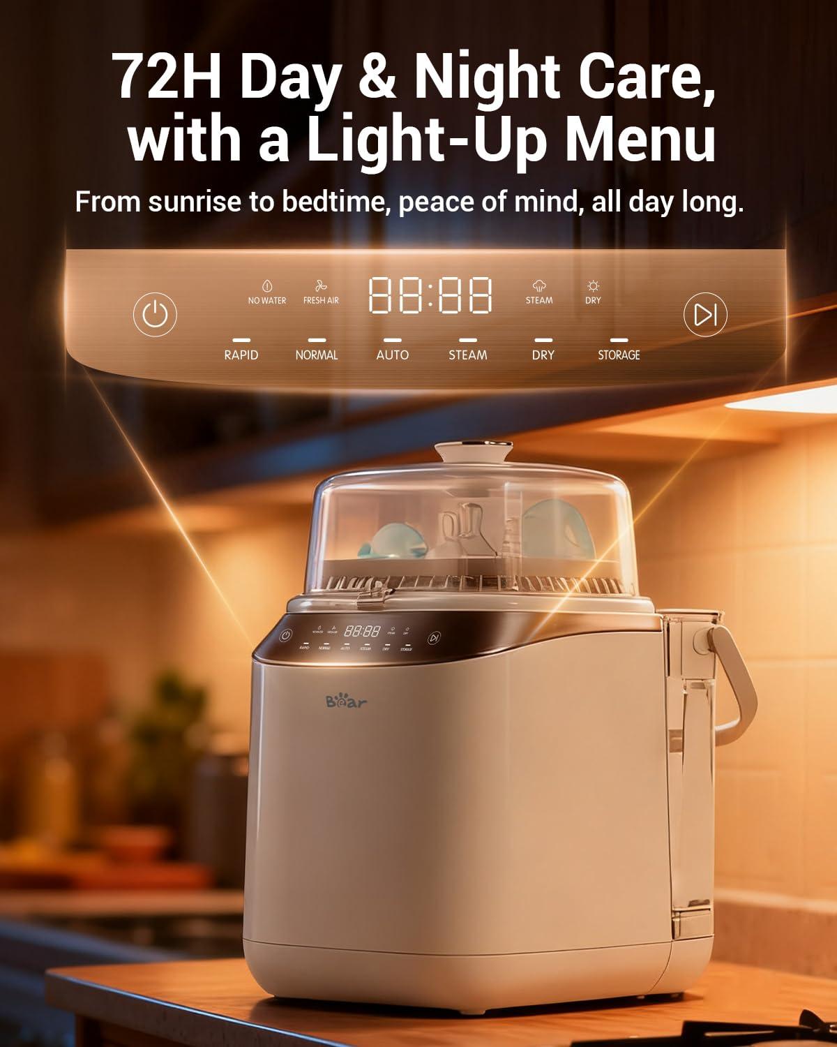 image:imageBear Bottle Washer Pro Baby Bottle Washer and Sterilizer and Dryer All in One Machine for Bottles Pump Parts amp Baby Essentials with 90 Detergent Tablets Effortless TimeSaving