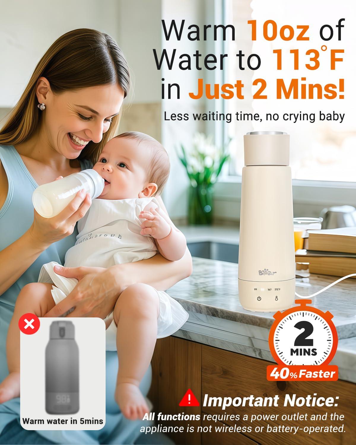 image:imageBear Milk Warmer Fast Water Warmer for Baby Formula with 10 Oz Large Capacity Accurate 4 Temp Setting and Automaticlly Keep Warm Compact Bottle WarmerNo Battery 110V Only