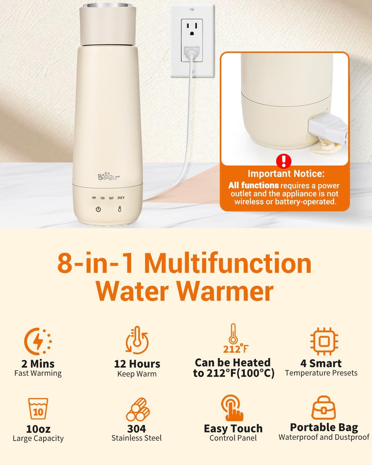 image:imageBear Milk Warmer Fast Water Warmer for Baby Formula with 10 Oz Large Capacity Accurate 4 Temp Setting and Automaticlly Keep Warm Compact Bottle WarmerNo Battery 110V Only