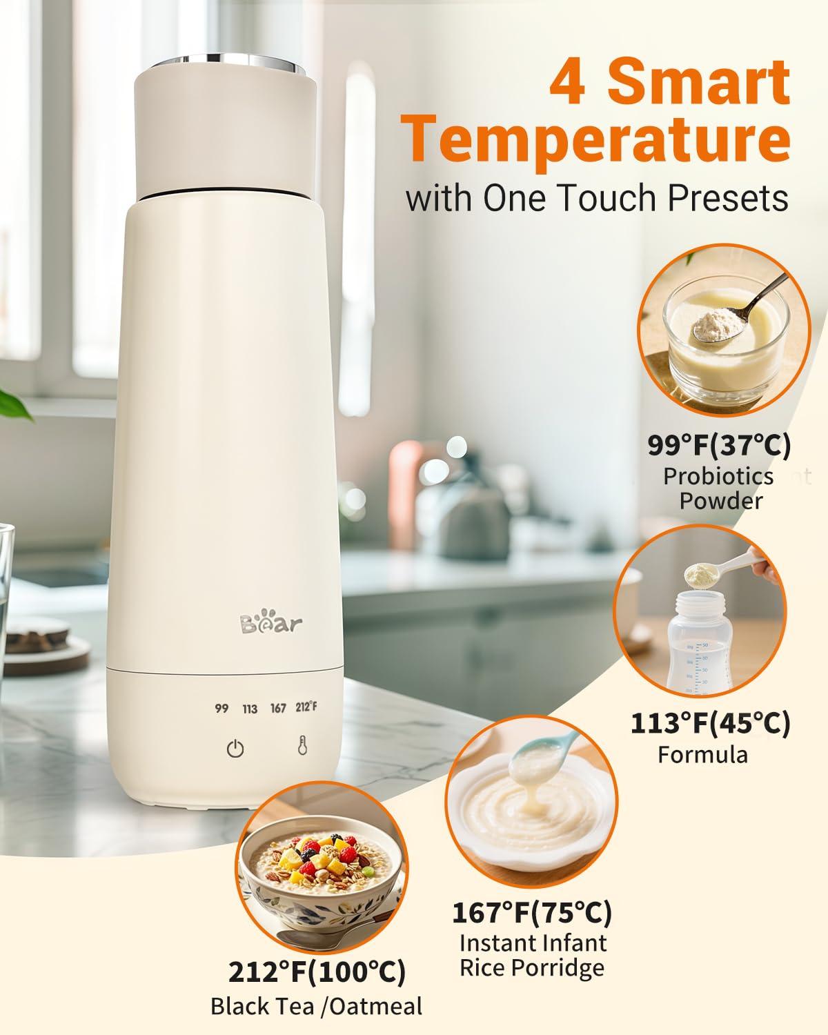 image:imageBear Milk Warmer Fast Water Warmer for Baby Formula with 10 Oz Large Capacity Accurate 4 Temp Setting and Automaticlly Keep Warm Compact Bottle WarmerNo Battery 110V Only