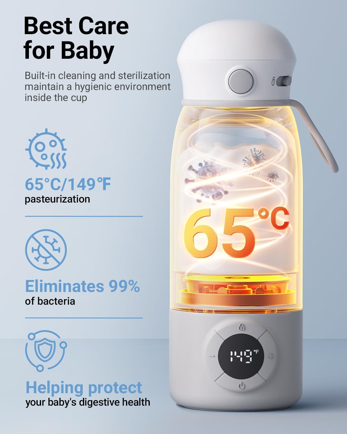 image:imageBear Portable Bottle Warmer for Travel Milk Warmer for Breastmilk Formula 17oz Large Capacity Water Warmer with Precise Temp Control Fast HeatingampLong Battery for Travel Car Airplane