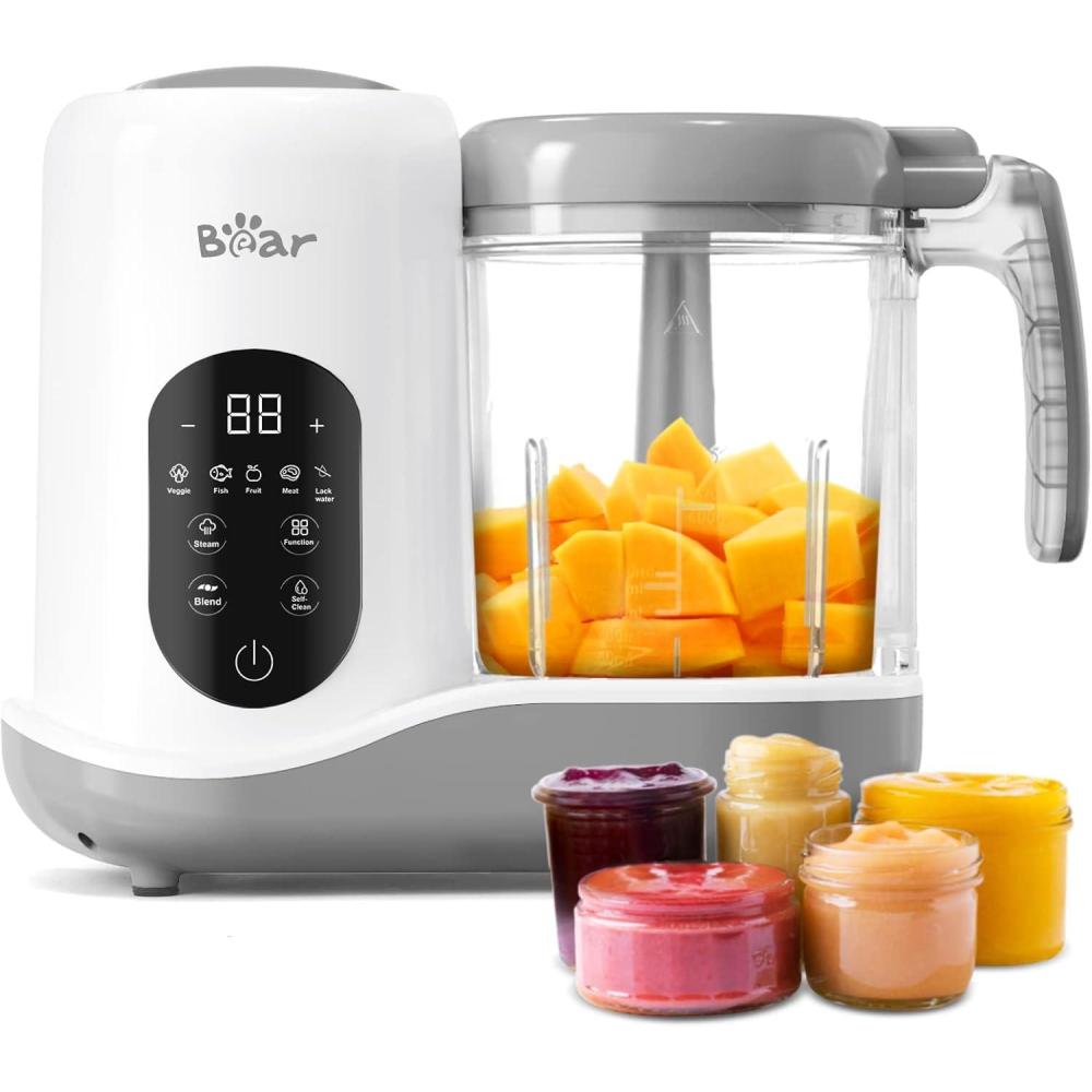 image:imageBEAR 2024 Baby Food Maker  One Step Baby Food Processor Steamer Puree Blender  Auto Cooking amp Grinding  Baby Food Puree Maker with Self Cleans  Touch Screen Control White