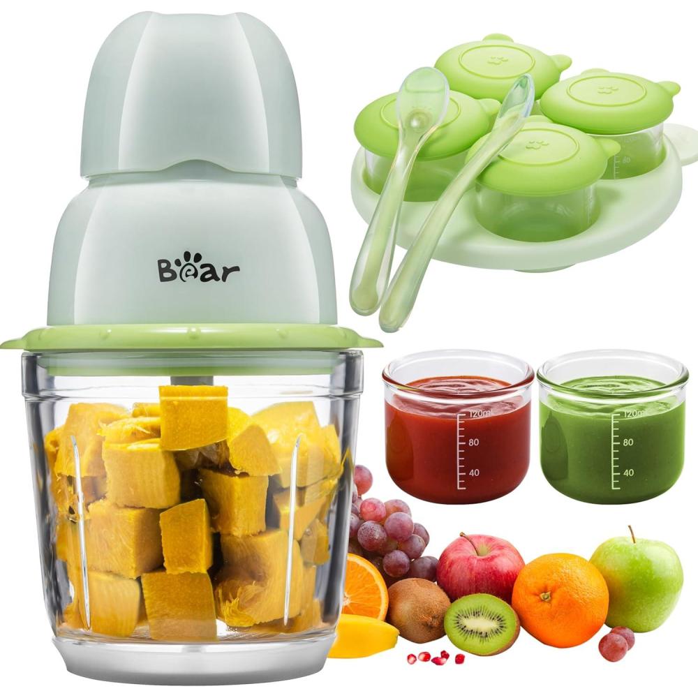 image:imageBear Baby Food Maker Baby Food Processor Set with Baby Food Containers Silicone Spoons Baby Food Puree Blender for Fruit Vegetable Meat Make Fresh and Nutritious Meals for Your Little One1