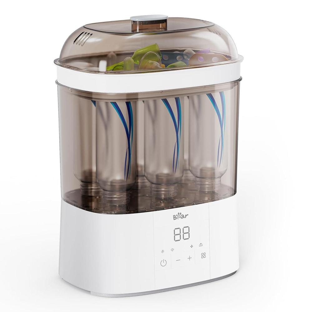 image:imageBear Bottle Sterilizer and Dryer 2 Layers Large Electric Steam Baby Bottle Sterilizer Fast Bottle Sanitizer and Dryer for All Bottles amp Accessories TimeSaving Design