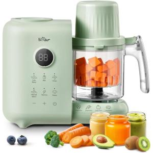 Bear Baby Food Maker with 18.5oz Dual-Layer Steam Baskets, OneStep Baby Food Processor Steamer Puree Blender Grinder Mills, Auto Cooking Grinding&Sterili-zing for Healthy Homemade Baby Food, BPA-Free(Green)