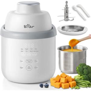 Bear NutriEase AllStage Stainless Steel Baby Food Maker Steamer and Blender, Truly OneStep Baby Food Processor Puree Maker Grinder Mills, Auto Cooking&Grinding for Healthy Homemade Baby Food, BPA-Free