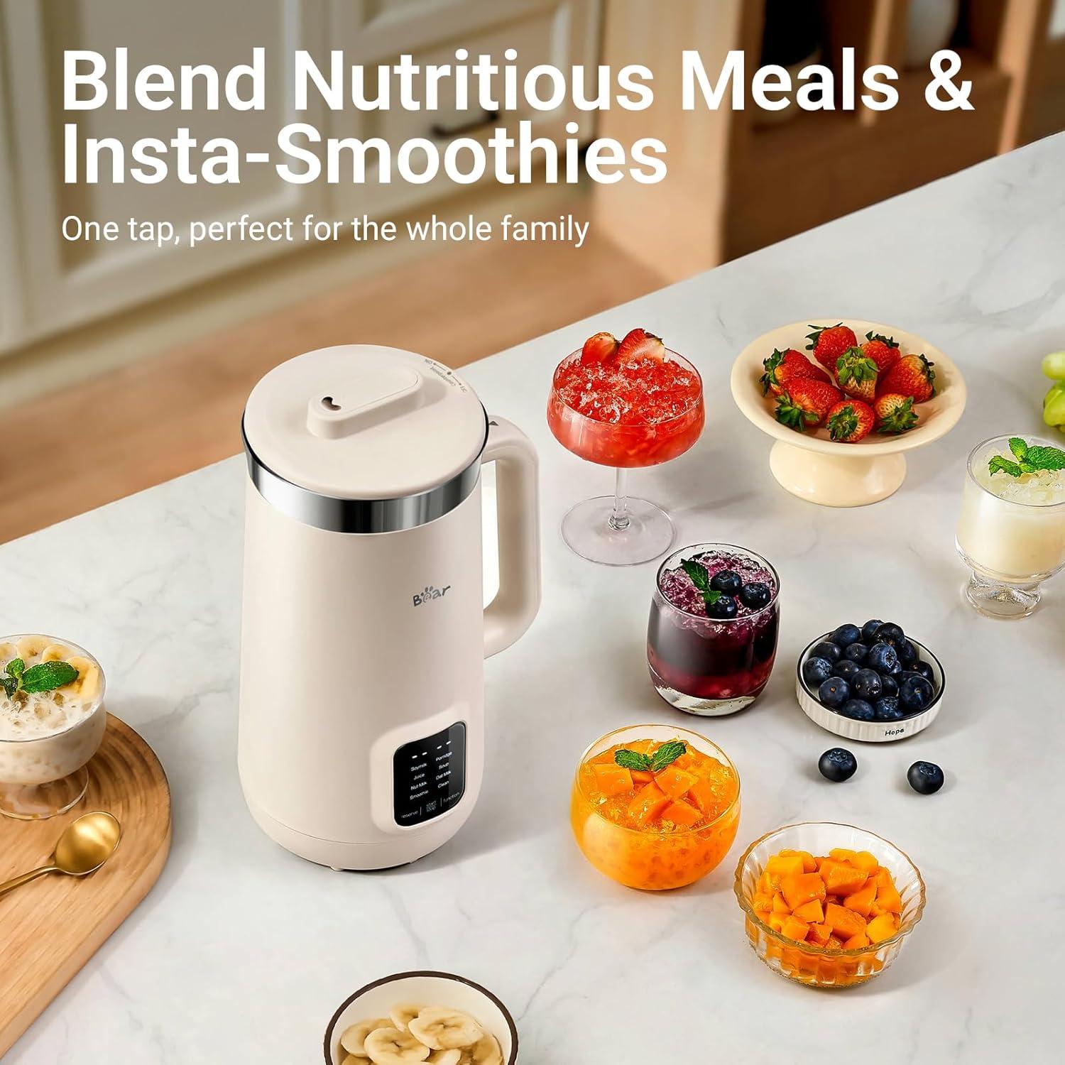 image:imageBear 8 in 1 Nut Milk Maker Machine 40oz12L Soy Milk Maker with Self Clean12H Delay6H Keep Warm One Touch Alomnd Milk Maker for Homemade Oat Soup Juice Plant Based and Non Dairy Beverages
