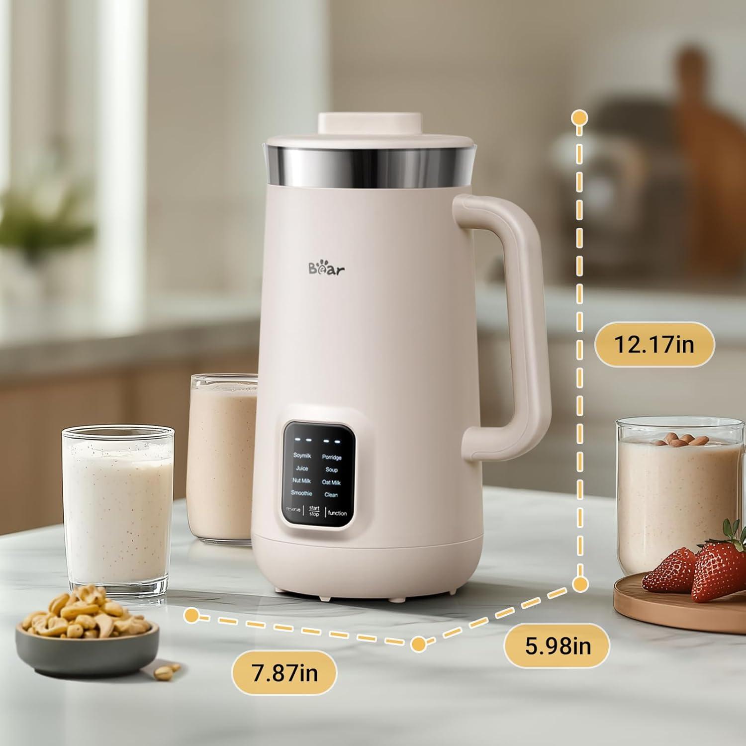 image:imageBear 8 in 1 Nut Milk Maker Machine 40oz12L Soy Milk Maker with Self Clean12H Delay6H Keep Warm One Touch Alomnd Milk Maker for Homemade Oat Soup Juice Plant Based and Non Dairy Beverages