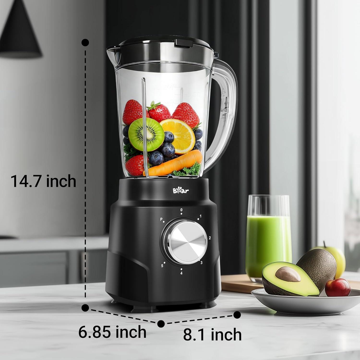image:imageBear Blender 2025 New 700W Smoothie Countertop Blender with 40oz Cup for Shakes and Smoothies 3Speed for Crushing Ice Puree and Frozen Fruit with Autonomous Clean800W6Speed50oz