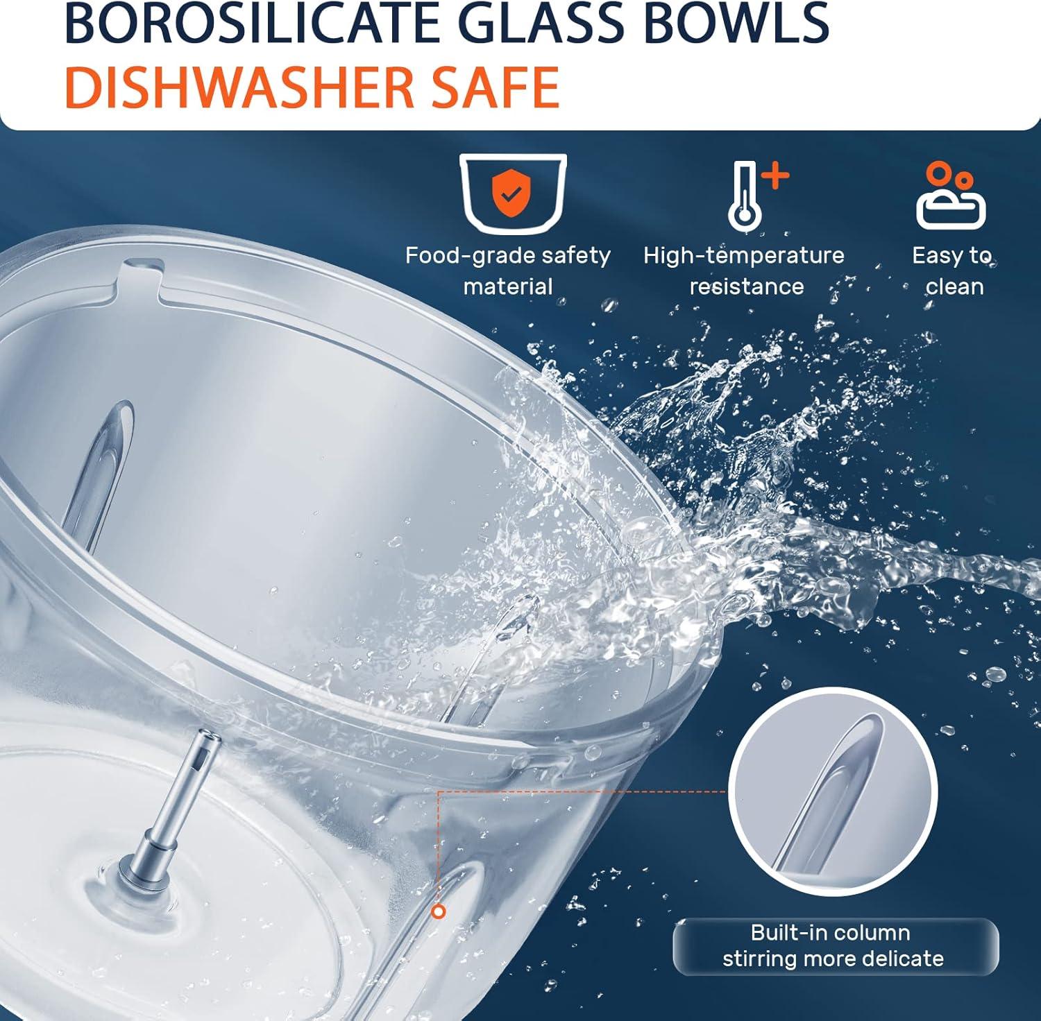 image:imageBear Food Processor Electric Food Chopper with 2 Glass Bowls 8 Cup25 Cup 400W Power Grinder with 2 Sets Stainless Steel Blades 2 Speed for Meat Vegetables and Baby Food