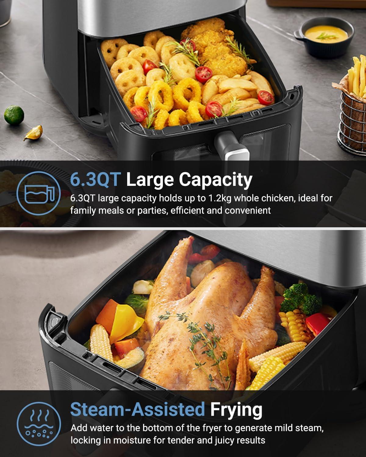 image:imageBear Small Air Fryer 21 QT Mini Airfryer Adjustable TimeampTemp Control Compact Size Space Saving for 12 People Quick Healthy Meals Snack in Minutes with Nonstick Basket63QT