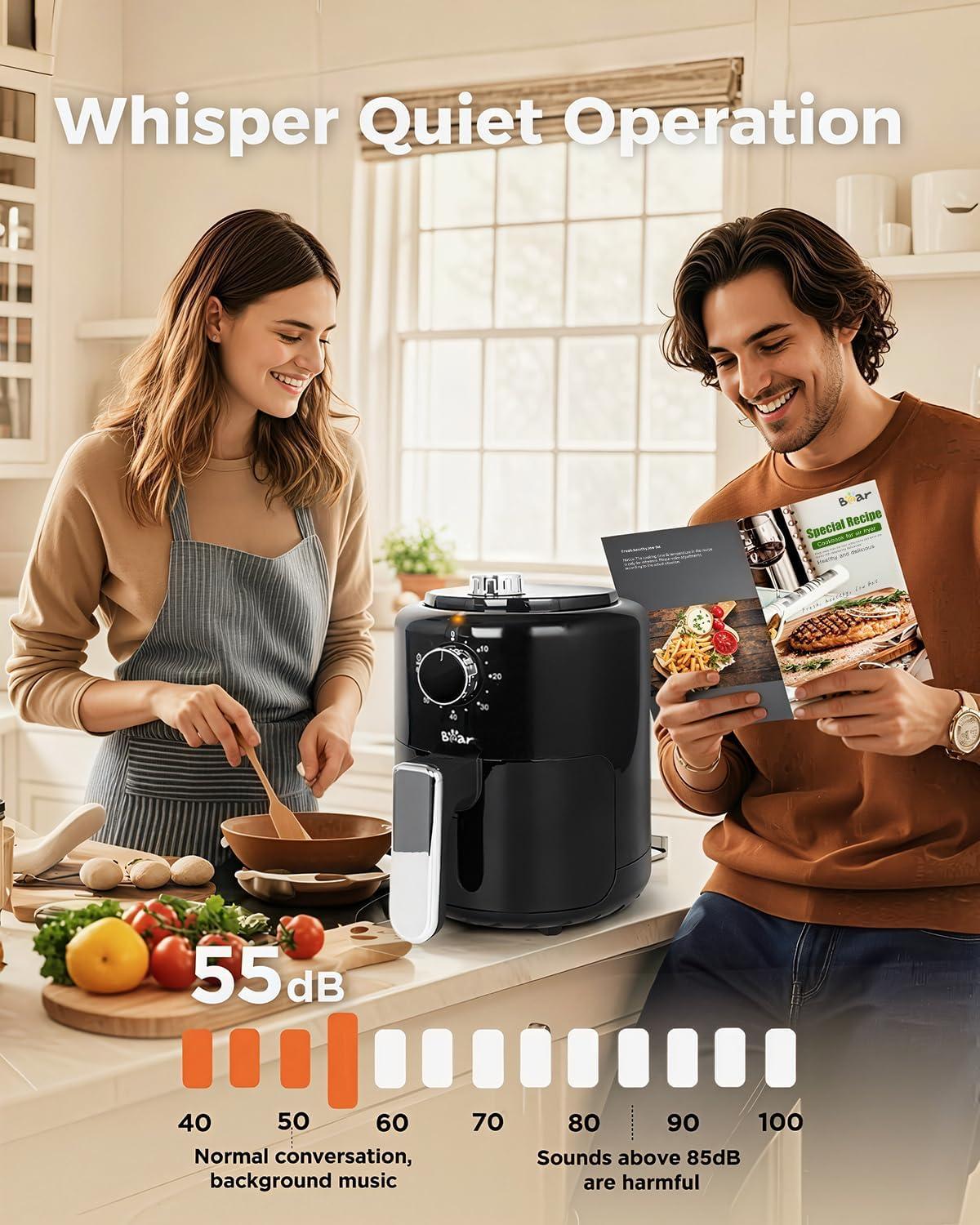 image:imageBear Small Air Fryer 21 QT Mini Airfryer Adjustable TimeampTemp Control Compact Size Space Saving for 12 People Quick Healthy Meals Snack in Minutes with Nonstick Basket21QT