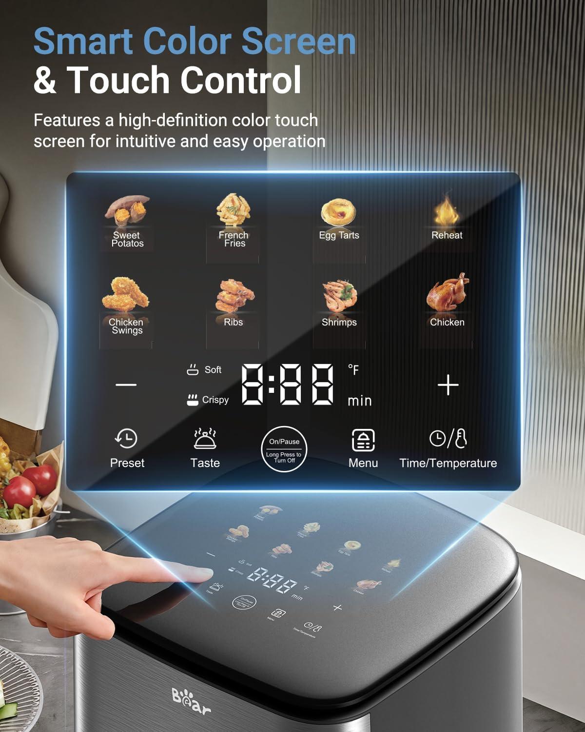 image:imageBear Small Air Fryer 21 QT Mini Airfryer Adjustable TimeampTemp Control Compact Size Space Saving for 12 People Quick Healthy Meals Snack in Minutes with Nonstick Basket63QT