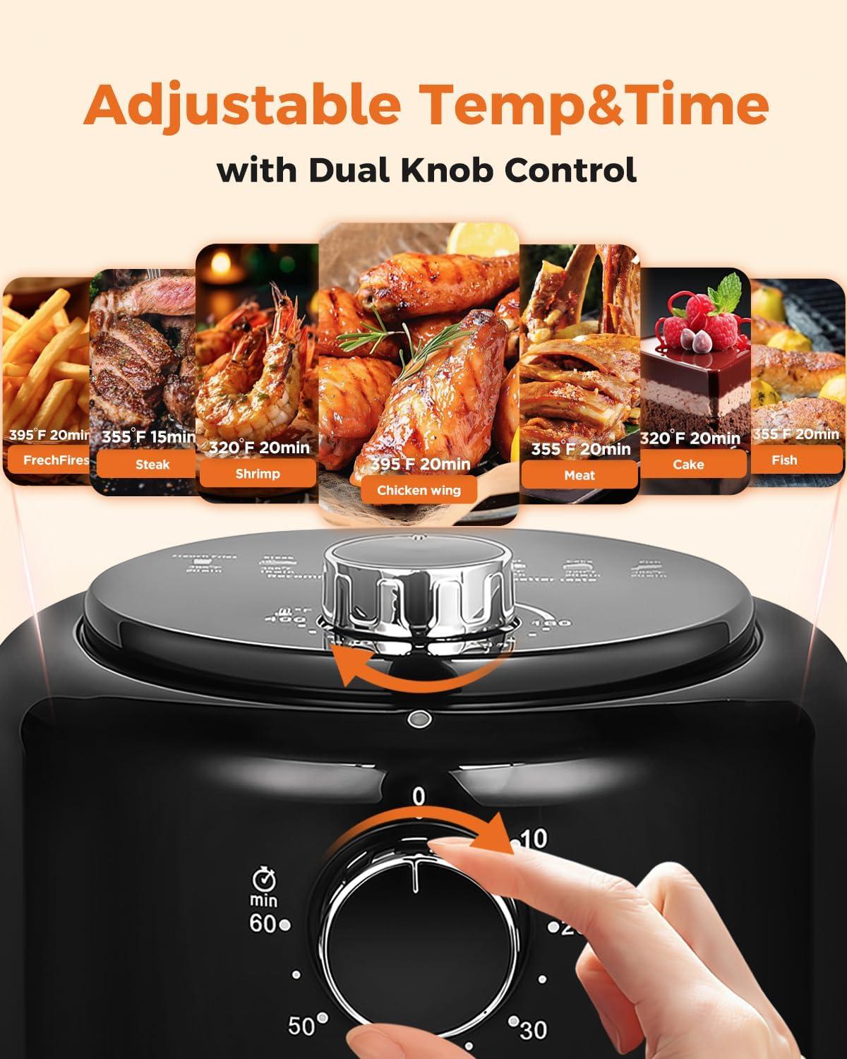 image:imageBear Small Air Fryer 21 QT Mini Airfryer Adjustable TimeampTemp Control Compact Size Space Saving for 12 People Quick Healthy Meals Snack in Minutes with Nonstick Basket21QT