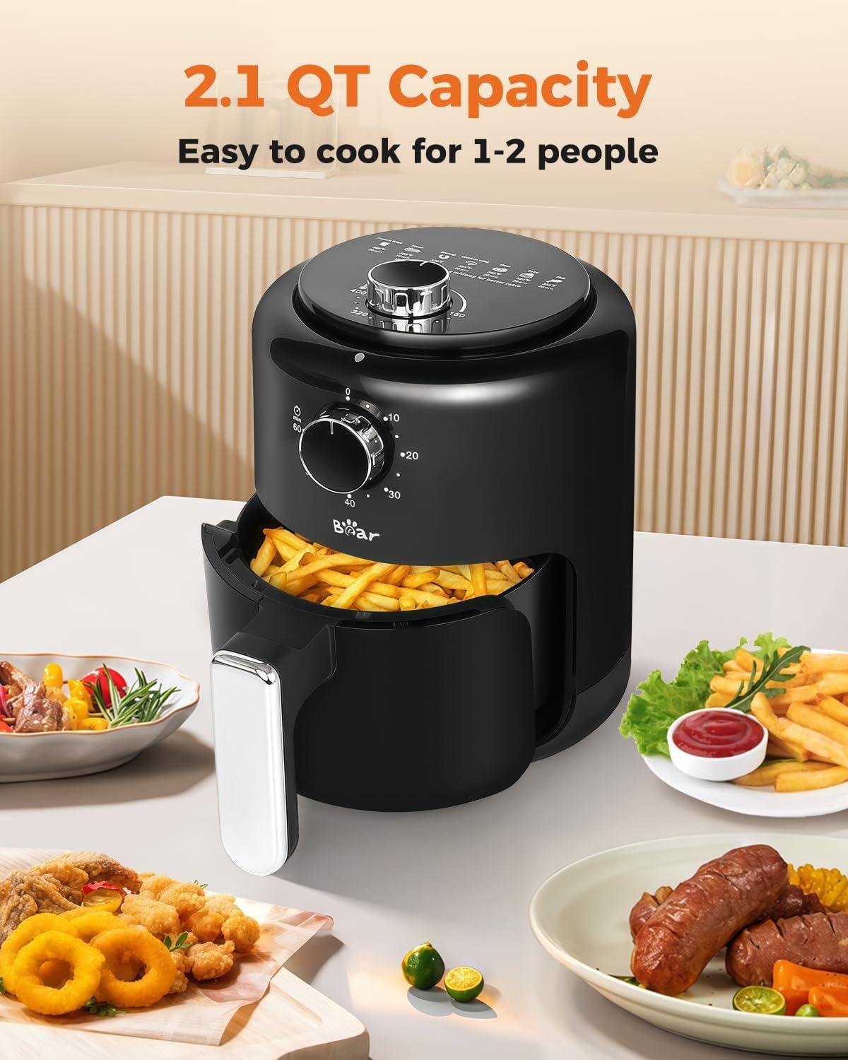 image:imageBear Small Air Fryer 21 QT Mini Airfryer Adjustable TimeampTemp Control Compact Size Space Saving for 12 People Quick Healthy Meals Snack in Minutes with Nonstick Basket21QT