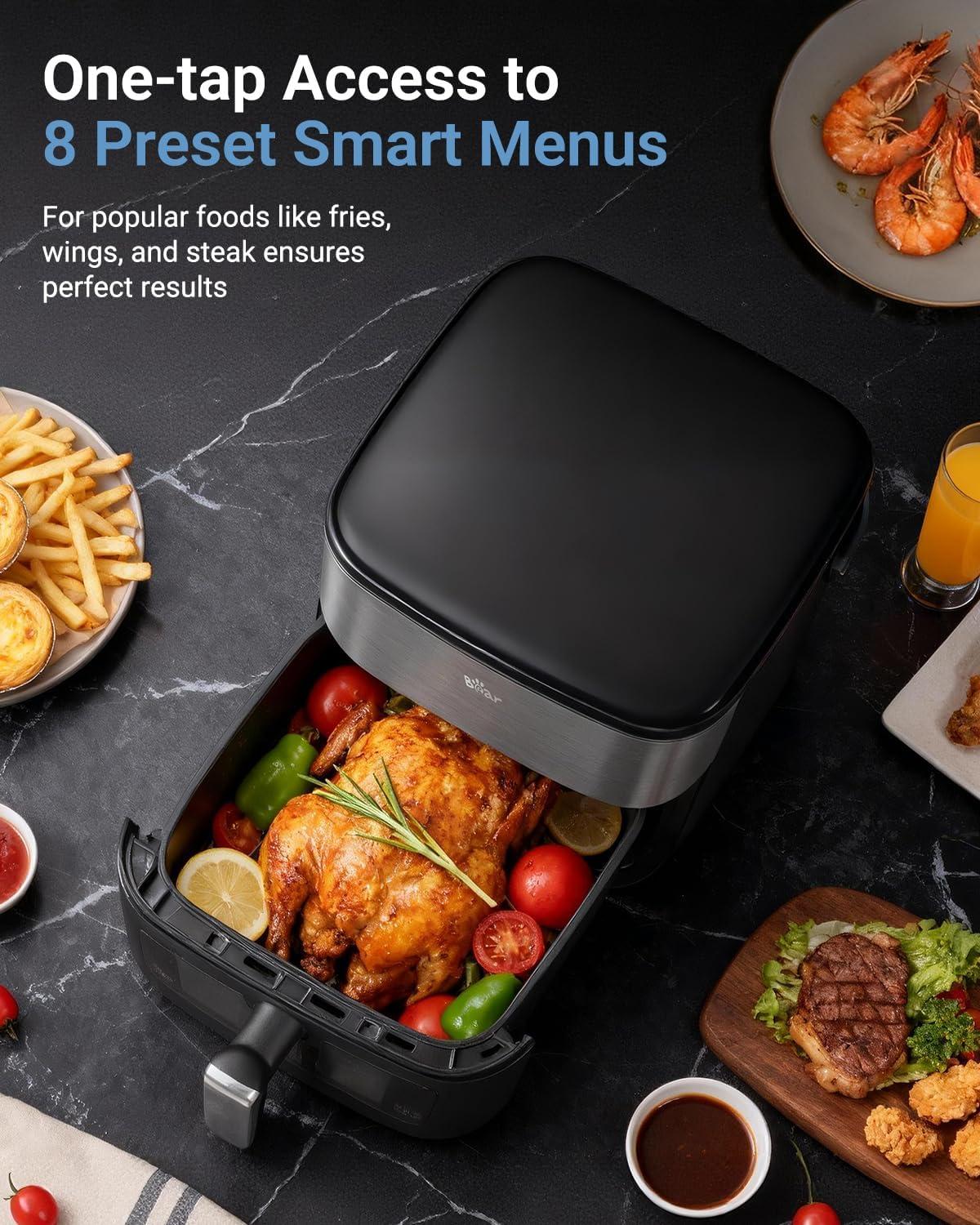 image:imageBear Small Air Fryer 21 QT Mini Airfryer Adjustable TimeampTemp Control Compact Size Space Saving for 12 People Quick Healthy Meals Snack in Minutes with Nonstick Basket63QT