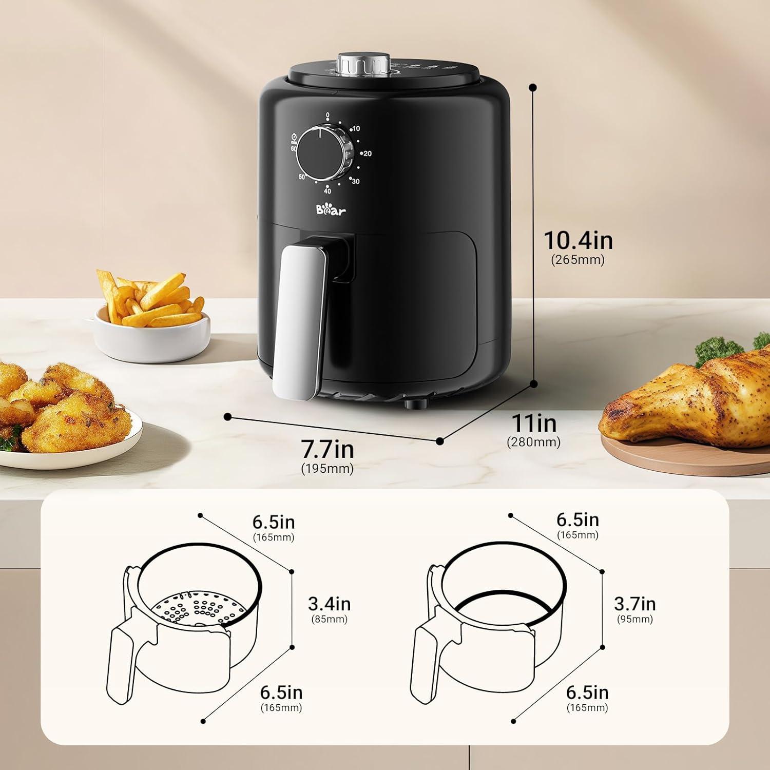 image:imageBear Small Air Fryer 21 QT Mini Airfryer Adjustable TimeampTemp Control Compact Size Space Saving for 12 People Quick Healthy Meals Snack in Minutes with Nonstick Basket21QT