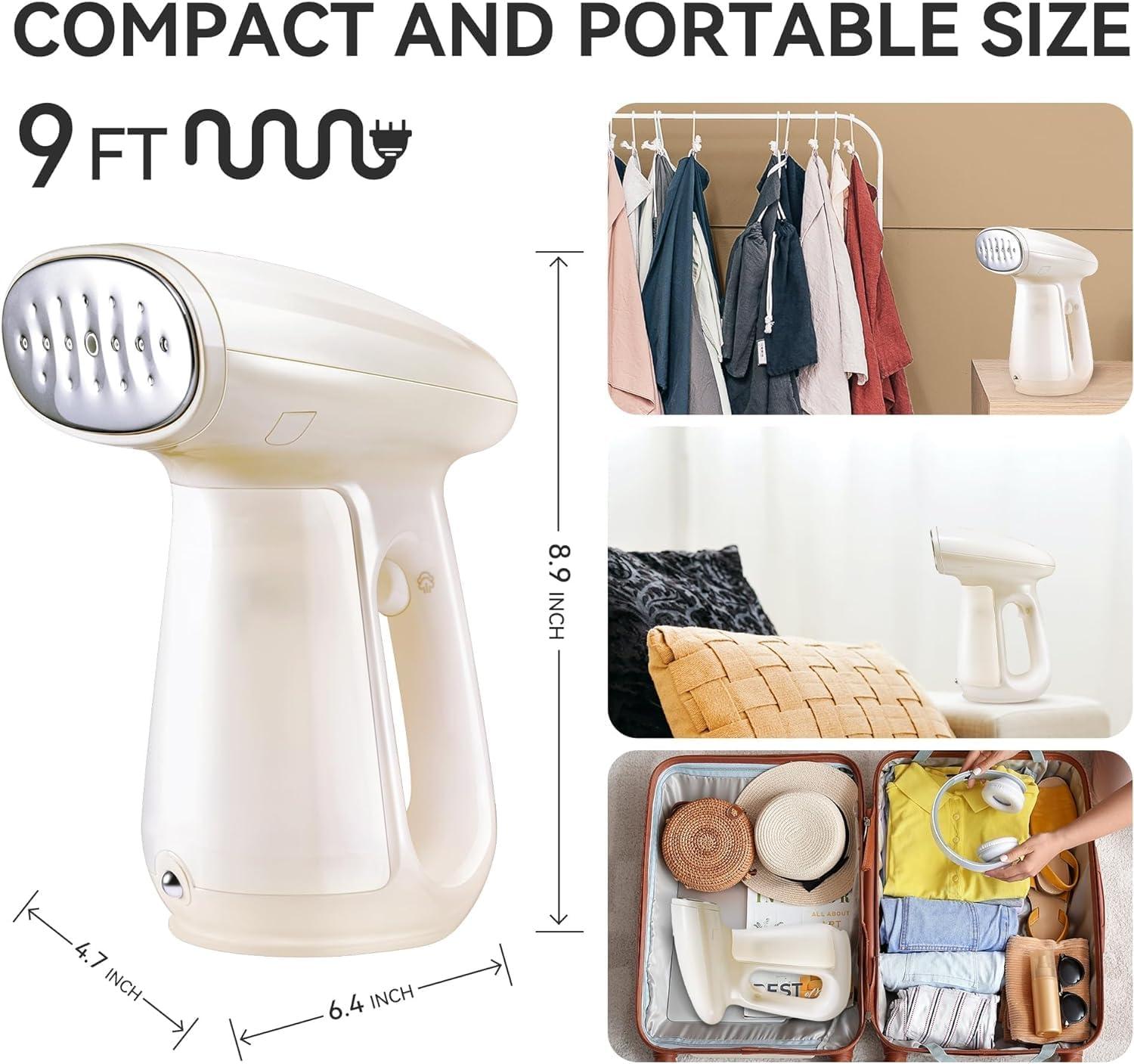 image:imageBear Steamer for Clothes Handheld Clothes Steamer1300W Strong Power Garment Steamer with 230ml TankFast Heatup AutoOff Steam Iron Fabric Wrinkle Remover with Brush for Home and TravelBeige