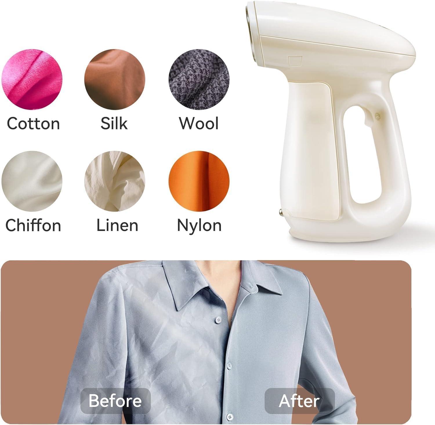 image:imageBear Steamer for Clothes Handheld Clothes Steamer1300W Strong Power Garment Steamer with 230ml TankFast Heatup AutoOff Steam Iron Fabric Wrinkle Remover with Brush for Home and TravelBeige