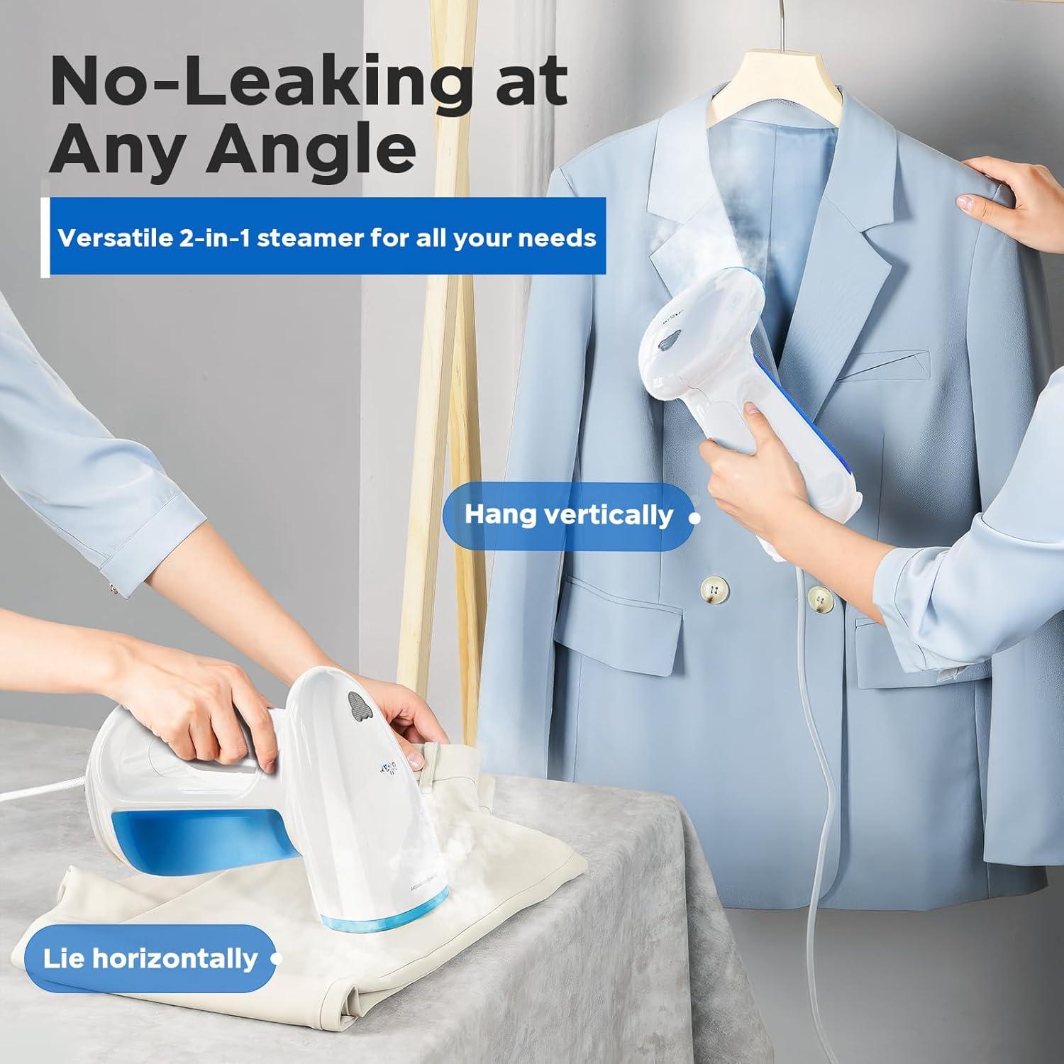 image:imageBear Steamer for Clothes Handheld Clothes Steamer1300W Strong Power Garment Steamer with 230ml TankFast Heatup AutoOff Steam Iron Fabric Wrinkle Remover with Brush for Home and TravelBlue
