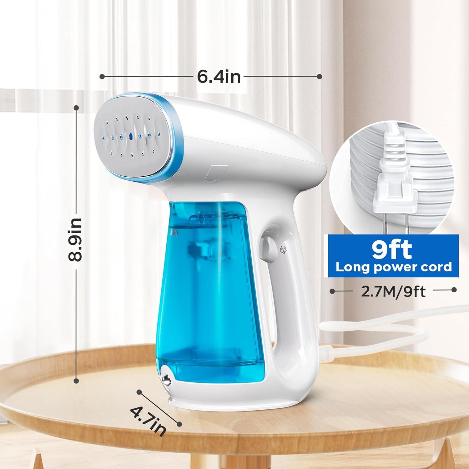 image:imageBear Steamer for Clothes Handheld Clothes Steamer1300W Strong Power Garment Steamer with 230ml TankFast Heatup AutoOff Steam Iron Fabric Wrinkle Remover with Brush for Home and TravelBlue