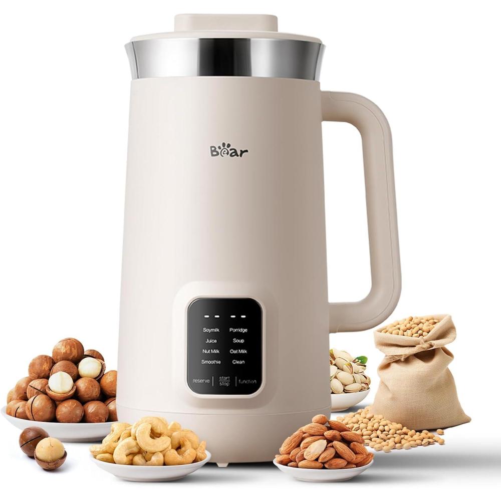 image:imageBear 8 in 1 Nut Milk Maker Machine 40oz12L Soy Milk Maker with Self Clean12H Delay6H Keep Warm One Touch Alomnd Milk Maker for Homemade Oat Soup Juice Plant Based and Non Dairy Beverages
