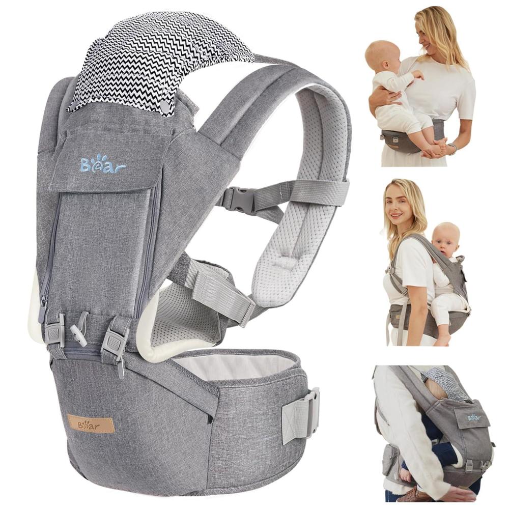 image:imageBear Baby Carrier 6in1 Baby Carrier Newborn to Toddler with Hip Seat Ergonomic M Position for 336 Month 744lbs Baby Adjustable Size for Enhanced Lumbar Support Perfect for OnThego