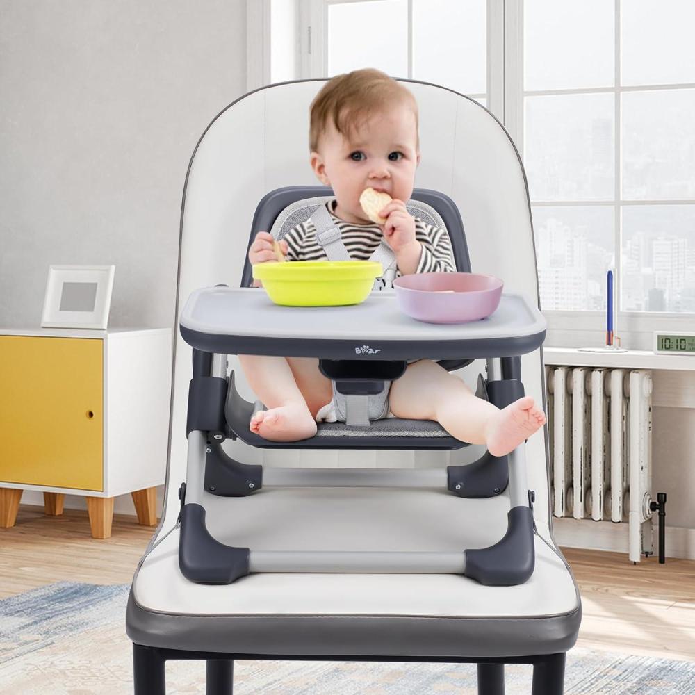 image:imageBear Booster Seat for Kitchen Chairs Portable High Chair for Babies 612 Months Adjustable 3Level Foldable Booster with Removable Tray Ideal for Home Outdoor Camping and Travel