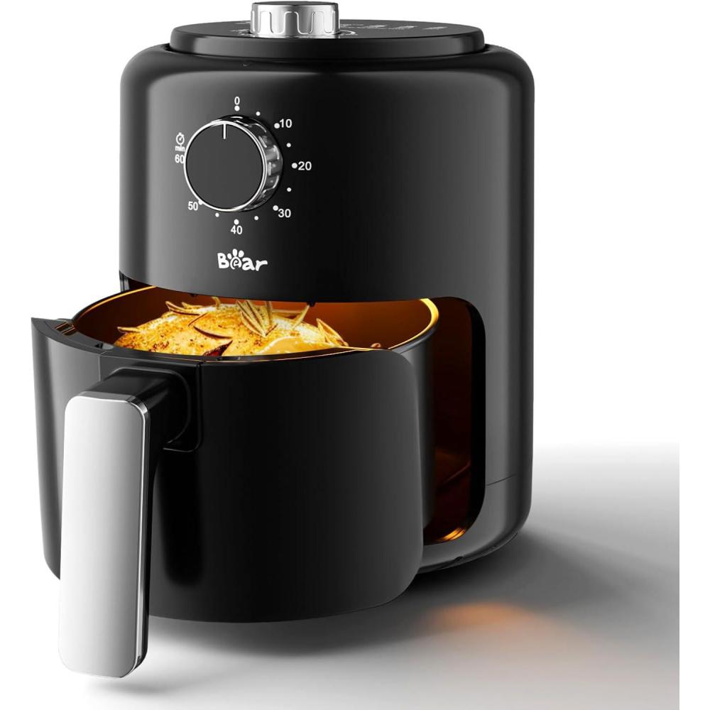 image:imageBear Small Air Fryer 21 QT Mini Airfryer Adjustable TimeampTemp Control Compact Size Space Saving for 12 People Quick Healthy Meals Snack in Minutes with Nonstick Basket21QT