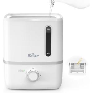 Bear Humidifiers for Bedroom, 2.5L Cool Mist Humidifiers and Oil Diffuser, Quiet Rapid humidifiers for Home Whole House, with Adjustable Mist Output and Auto Shut-off, White